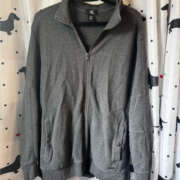 Calvin Klein Gray Zip Up Sweater - Picture 1 of 3